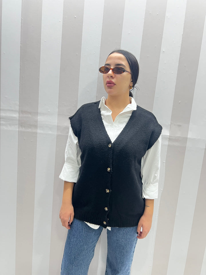 GILET LANA NERO