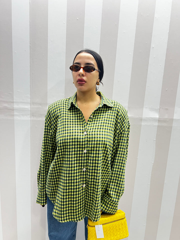 CAMICIA QUADRETTI OVERSIZE VERDE