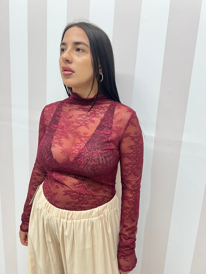MAGLIA PIZZO bordeaux
