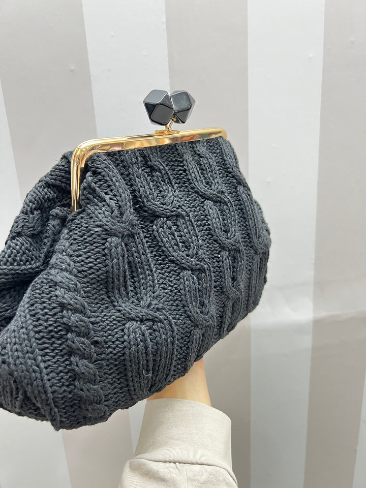 MAXI POCHETTE TRECCIA nera