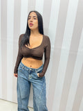 TOP CROP MARRONE