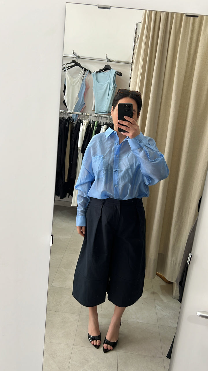 CAMICIA SEMITRASPARENTE  CELESTE