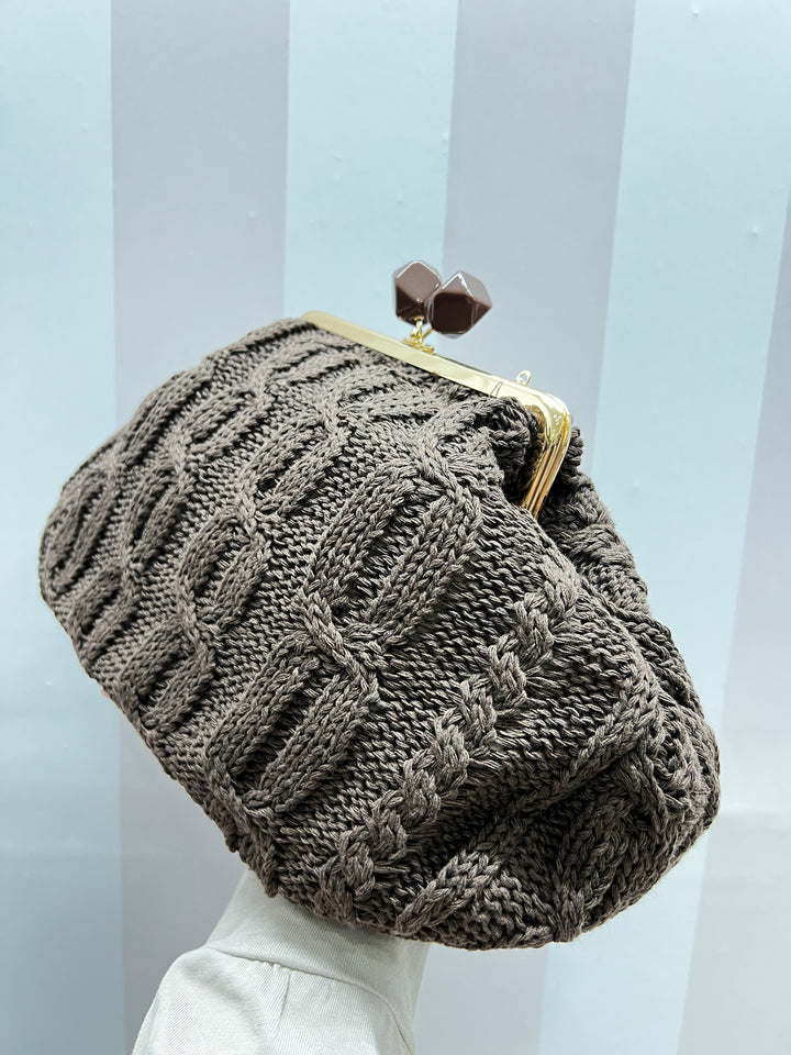 MAXI POCHETTE TRECCIA marrone