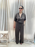 COORDINATO SATIN MARRONE