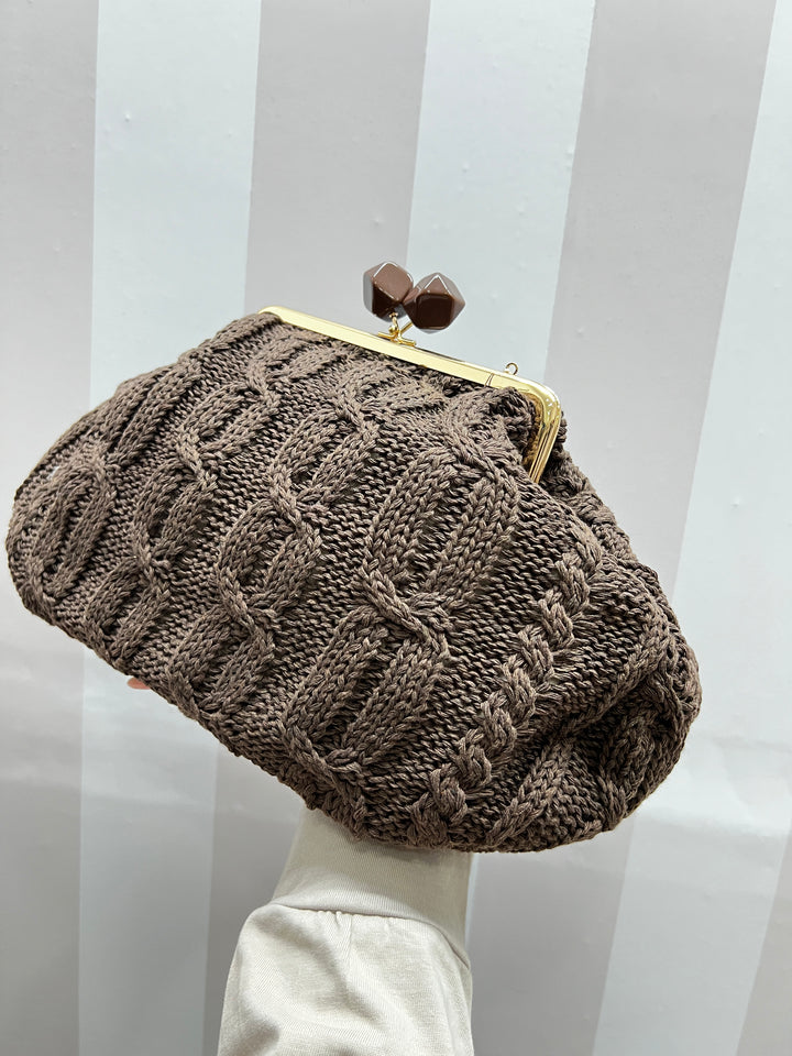 MAXI POCHETTE TRECCIA marrone