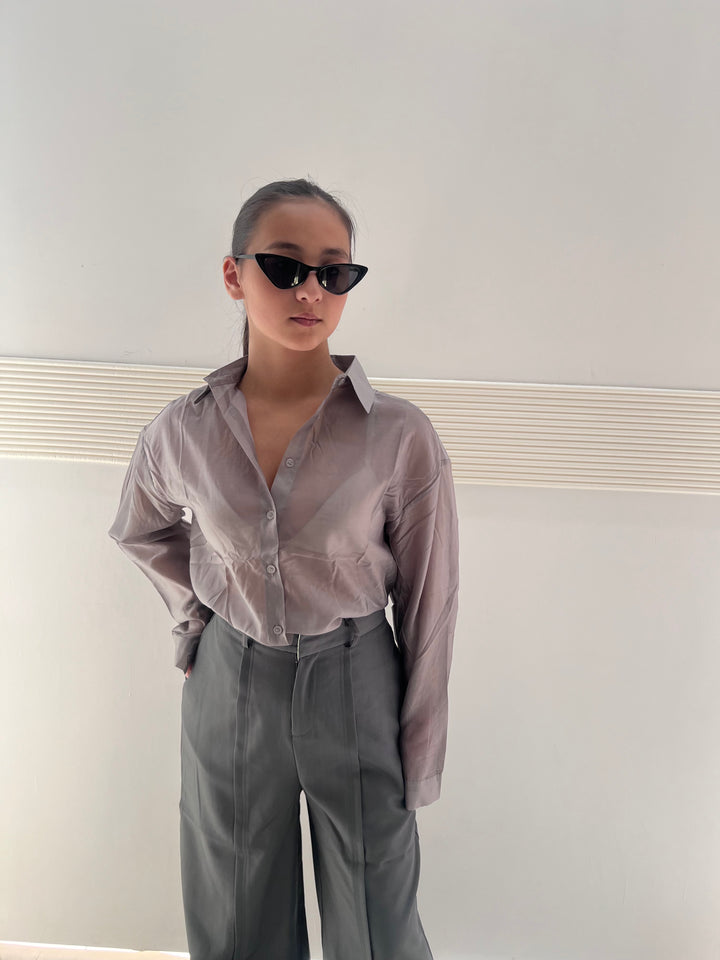 CAMICIA TRASPARENTE GRIGIA
