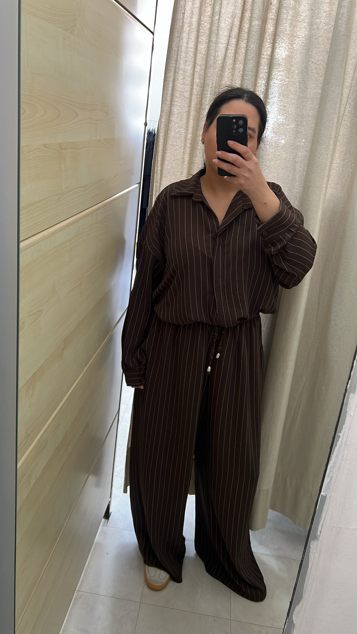 COORDINATO GESSATO MARRONE CURVY