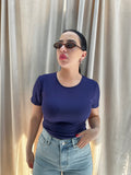 T-SHIRT CROP blu