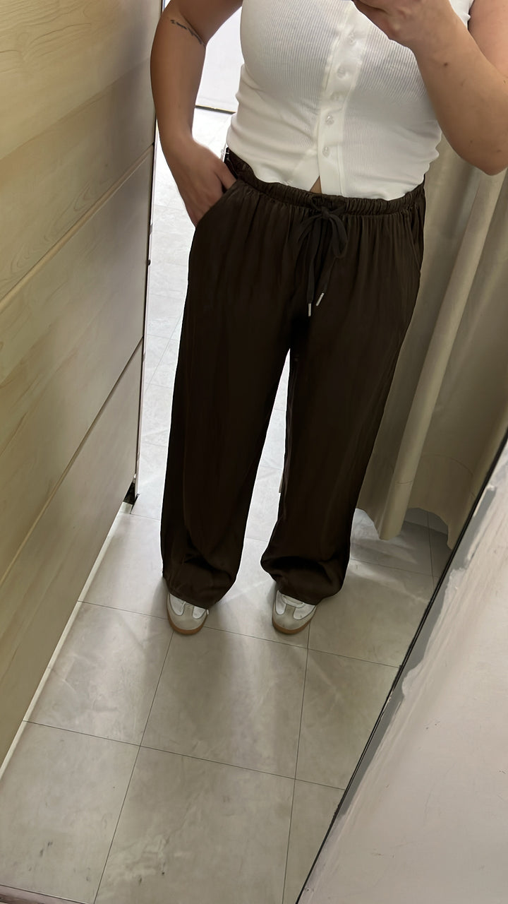 PANTALONI SATIN MARRONE