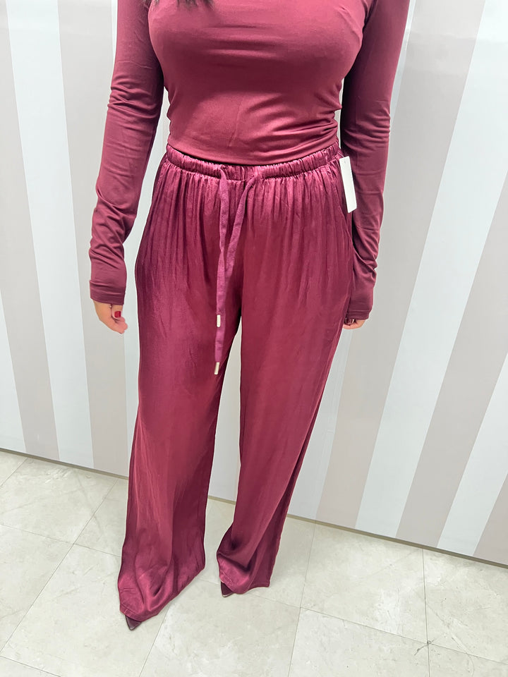 PANTALONI SATIN bordeaux