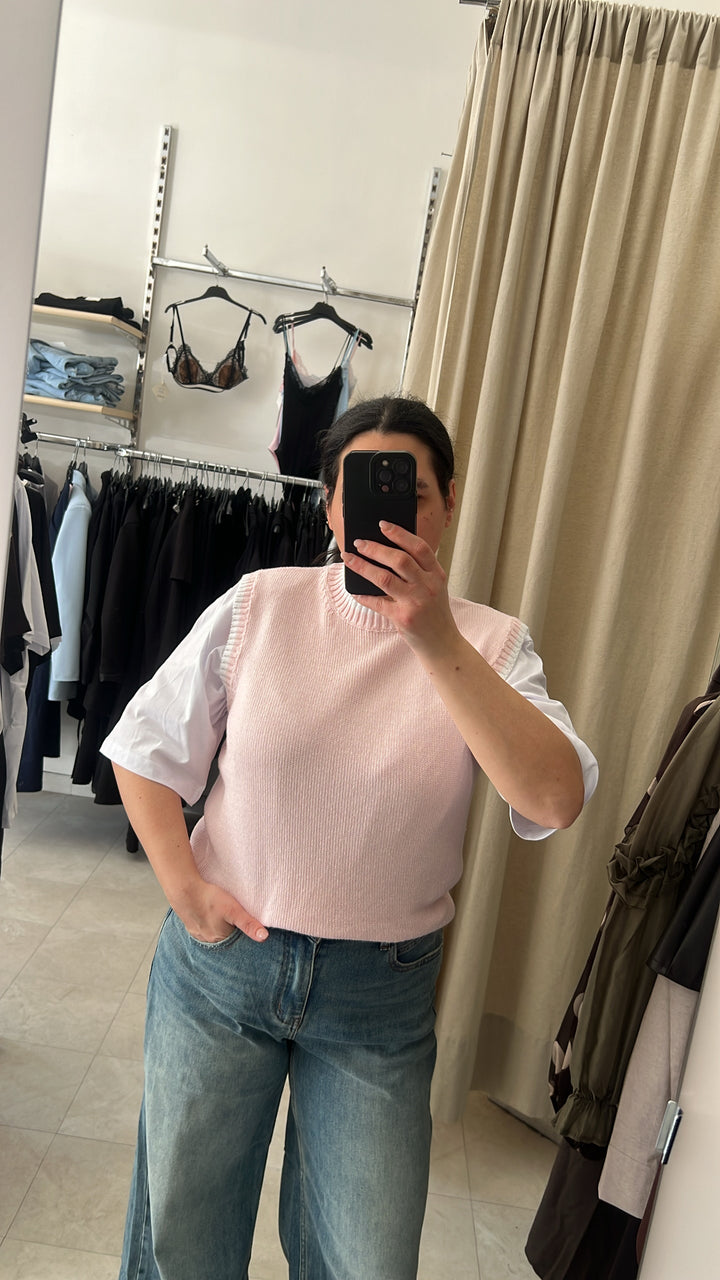 MAGLIA IN FILO ROSA