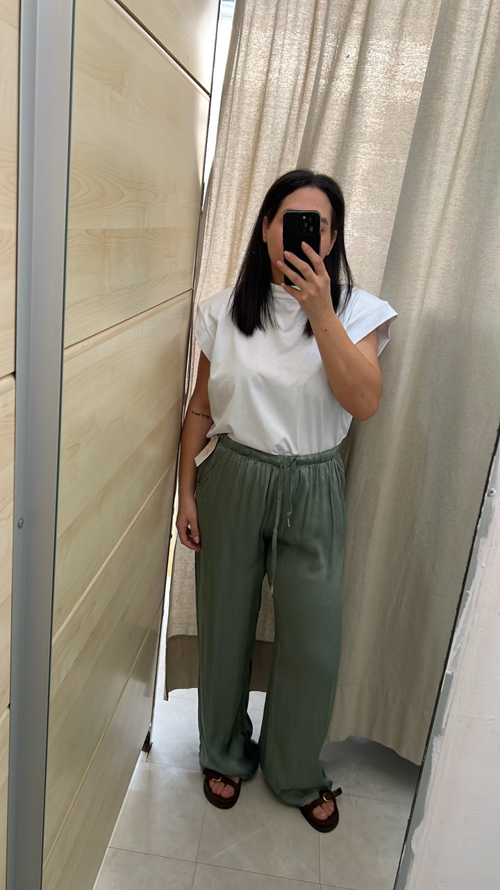 PANTALONI SATIN VERDE