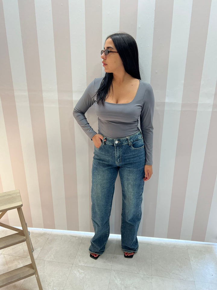 BODY SCOLLO QUADRATO grigio