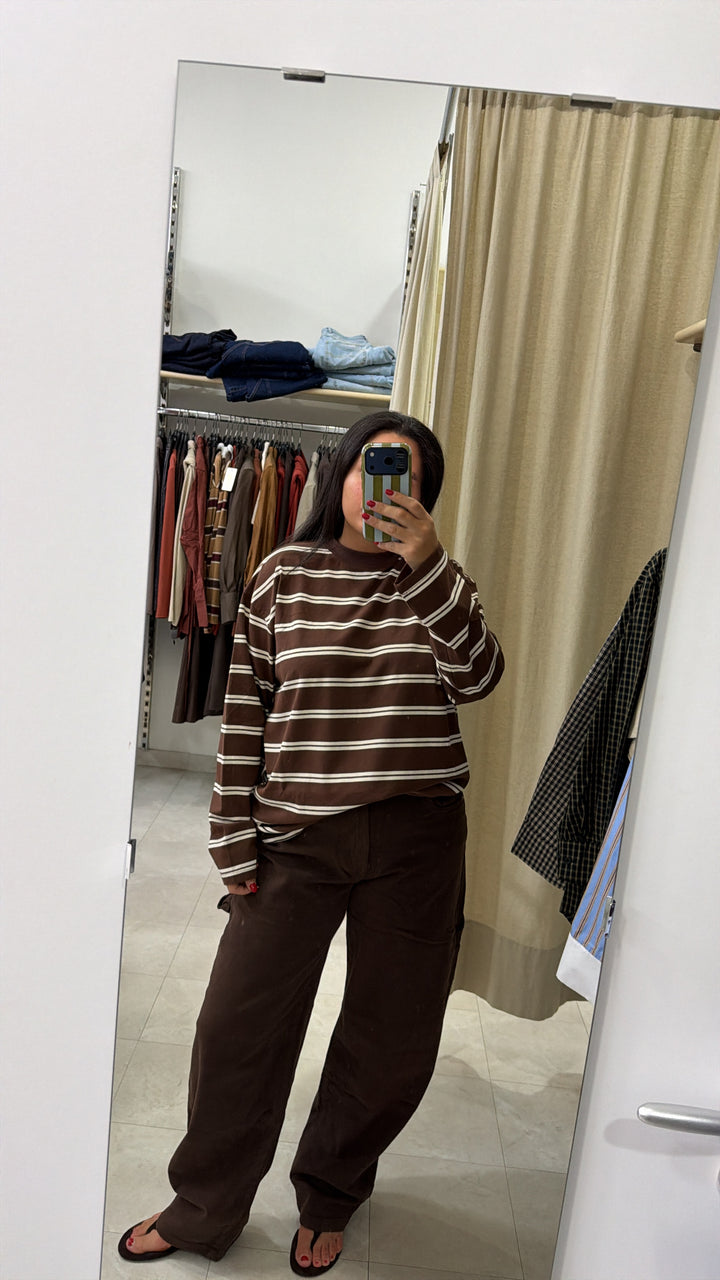 MAGLIA STRIPES MARRONE