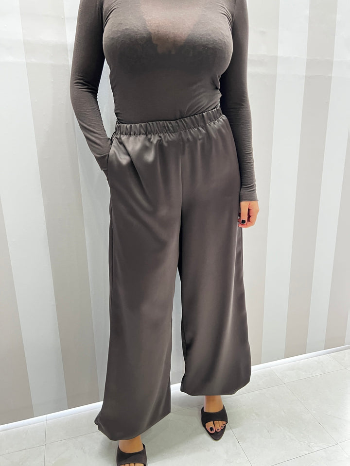 PANTALONI SATIN MARRONE