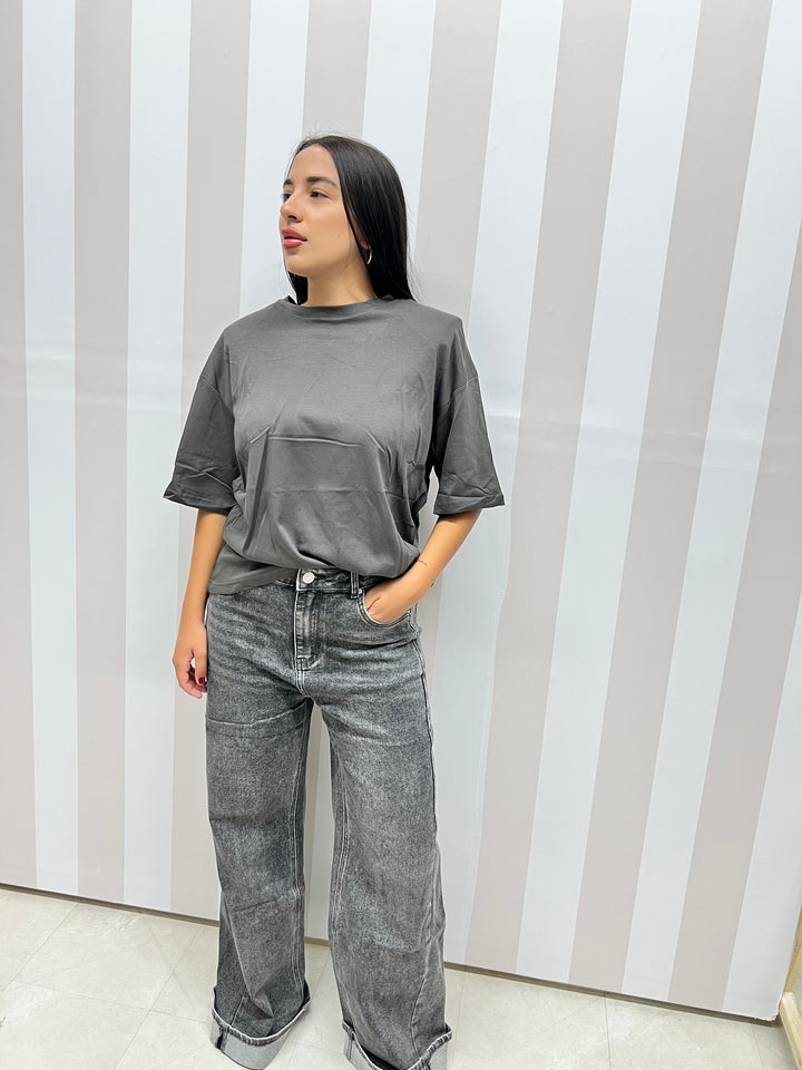 T-SHIRT SPALLINE grigia