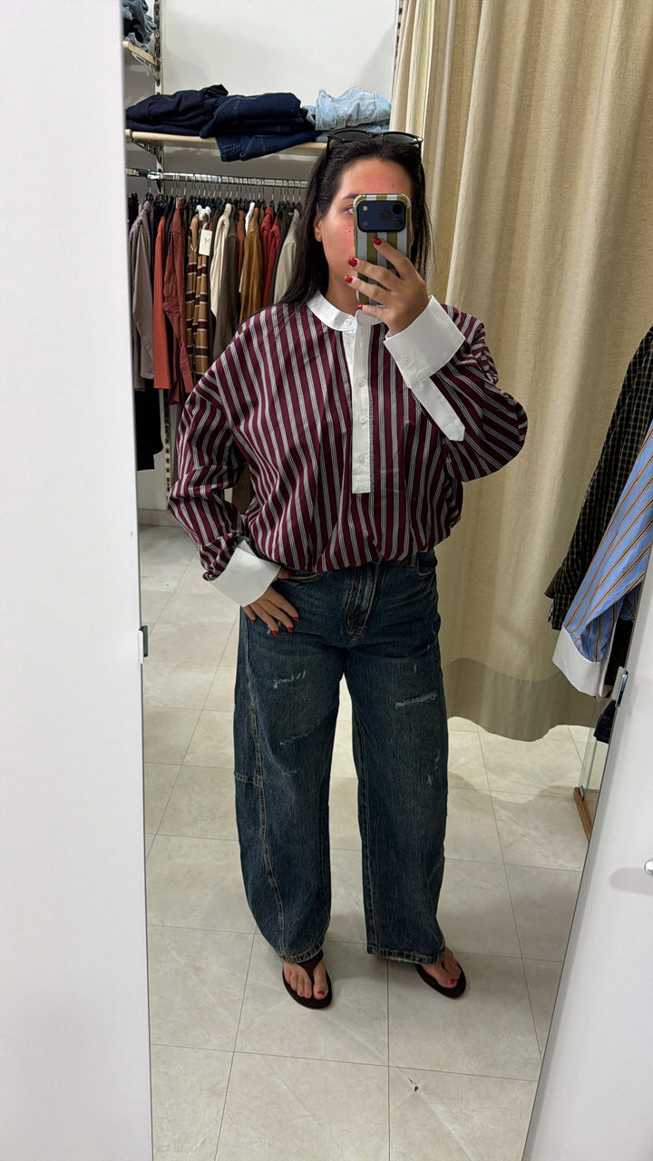 CAMICIA RIGHE BORDEAUX