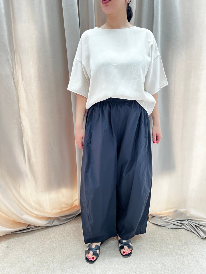 PANTALONI LARGHI COTONE NERO