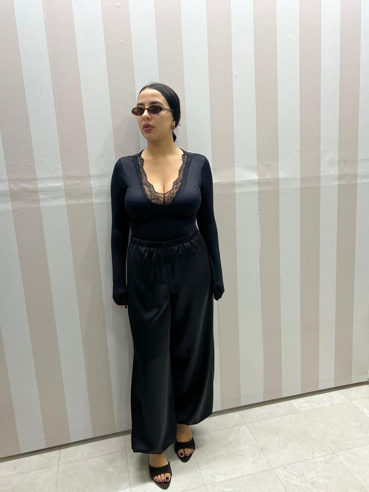 PANTALONI SATIN NERO