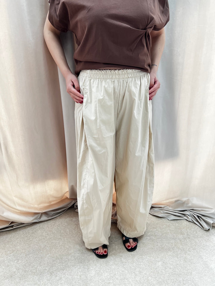 PANTALONI LARGHI COTONE BEIGE
