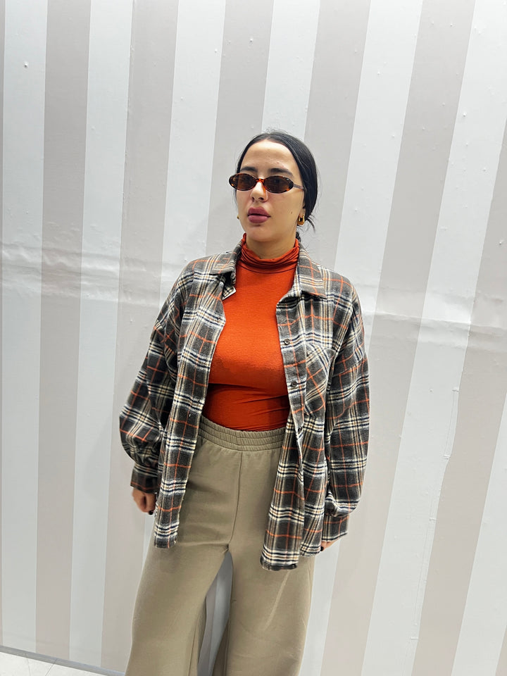 CAMICIA QUADRI MARRONE