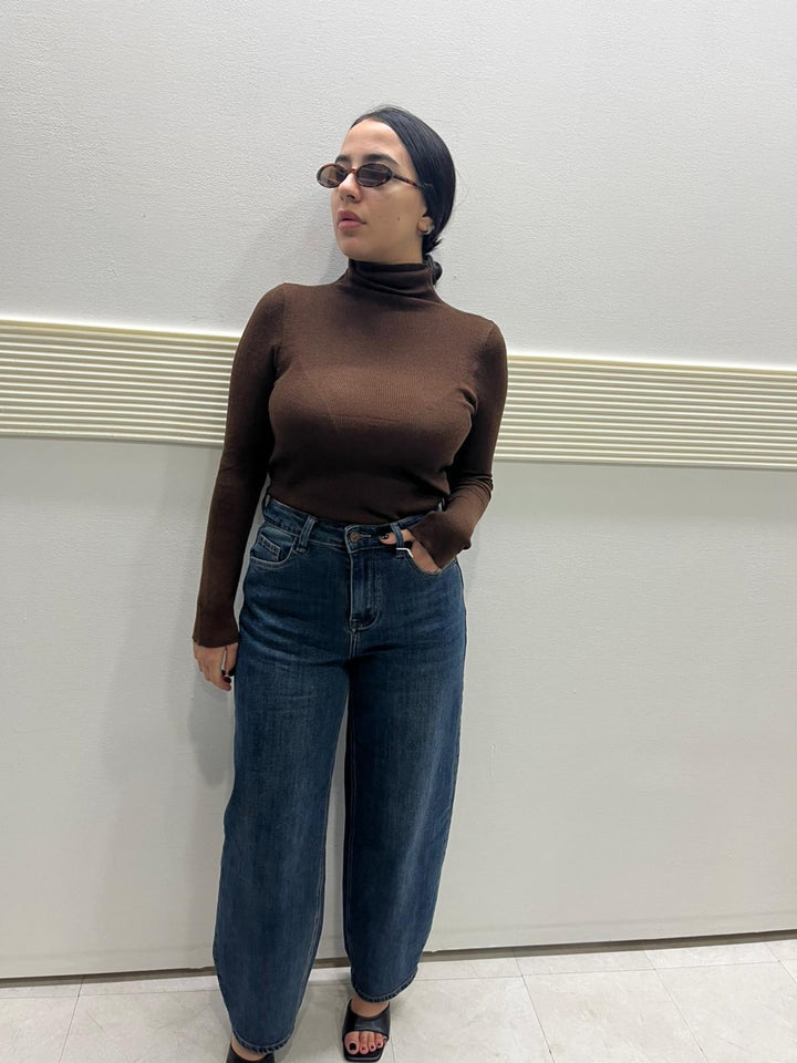 MAGLIONCINO COSTINE COLLO ALTO MARRONE