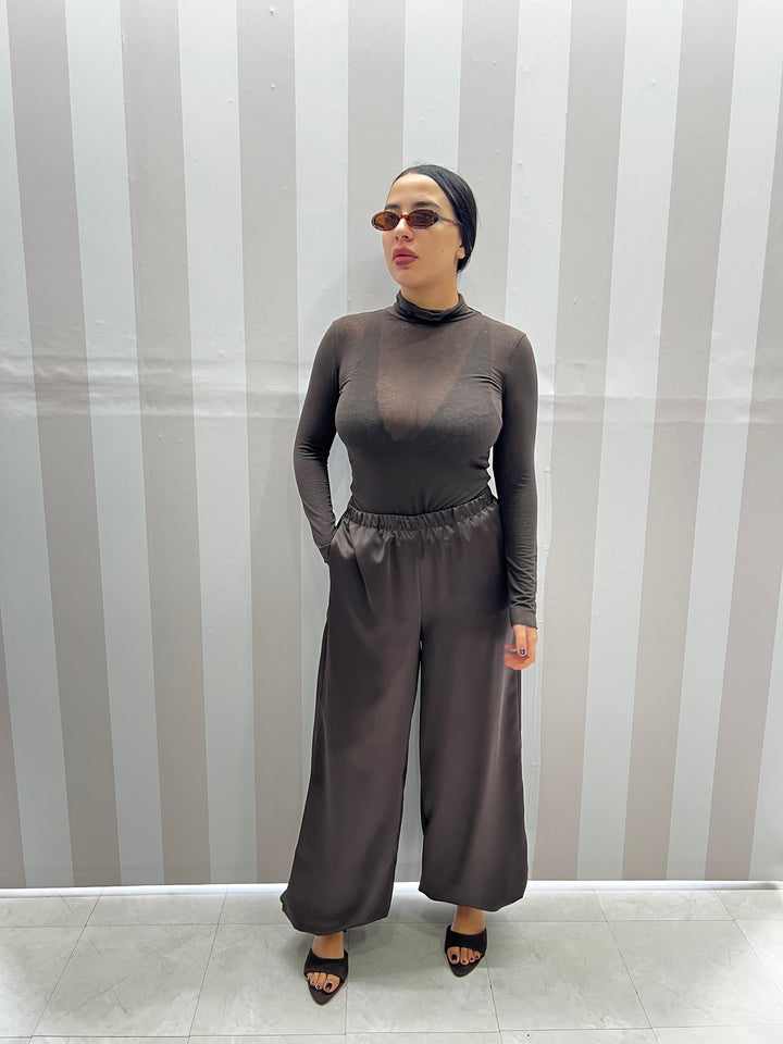 PANTALONI SATIN MARRONE