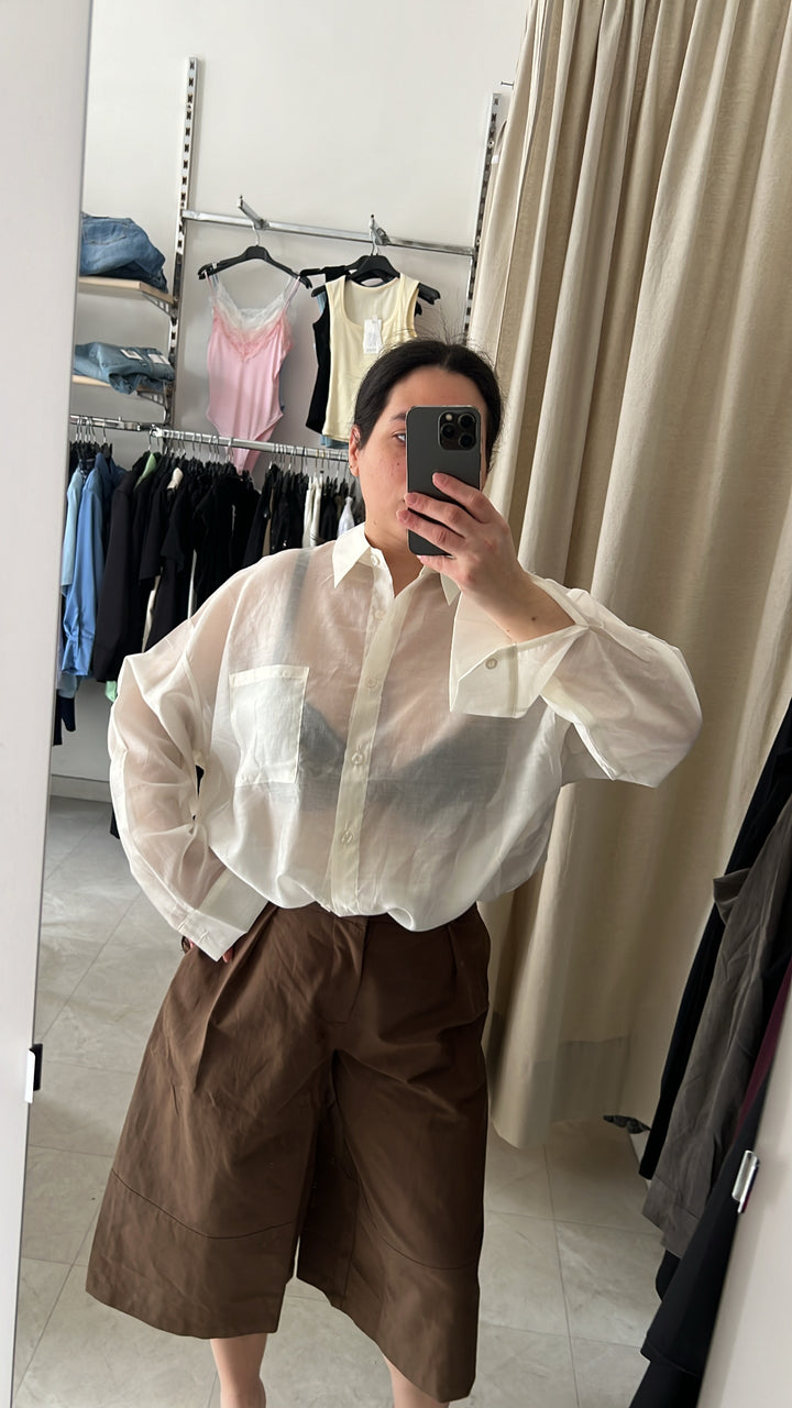 CAMICIA SEMITRASPARENTE PANNA