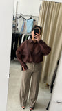 CAMICIA SEMITRASPARENTE  MARRONE