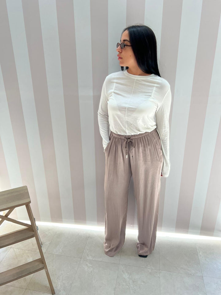 PANTALONI SATIN FANGO