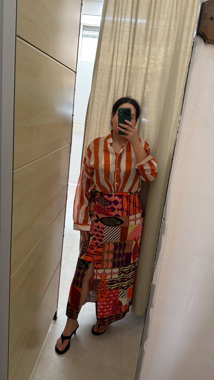 CAMICIA RIGHE ARANCIO