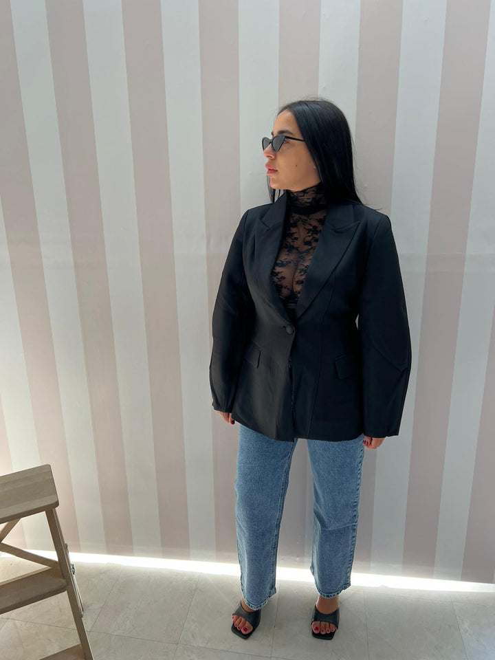 BLAZER CON CINTURA nero