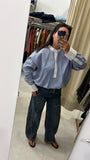 CAMICIA RIGHE CELESTE
