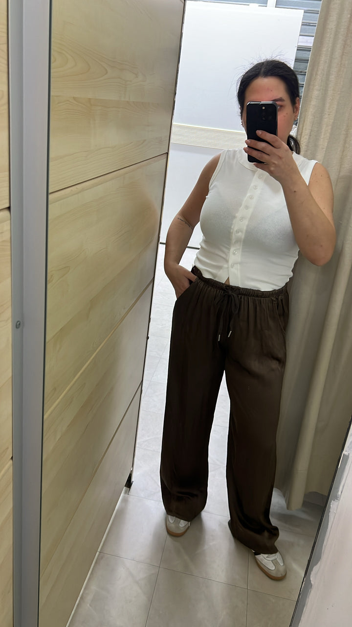 PANTALONI SATIN MARRONE