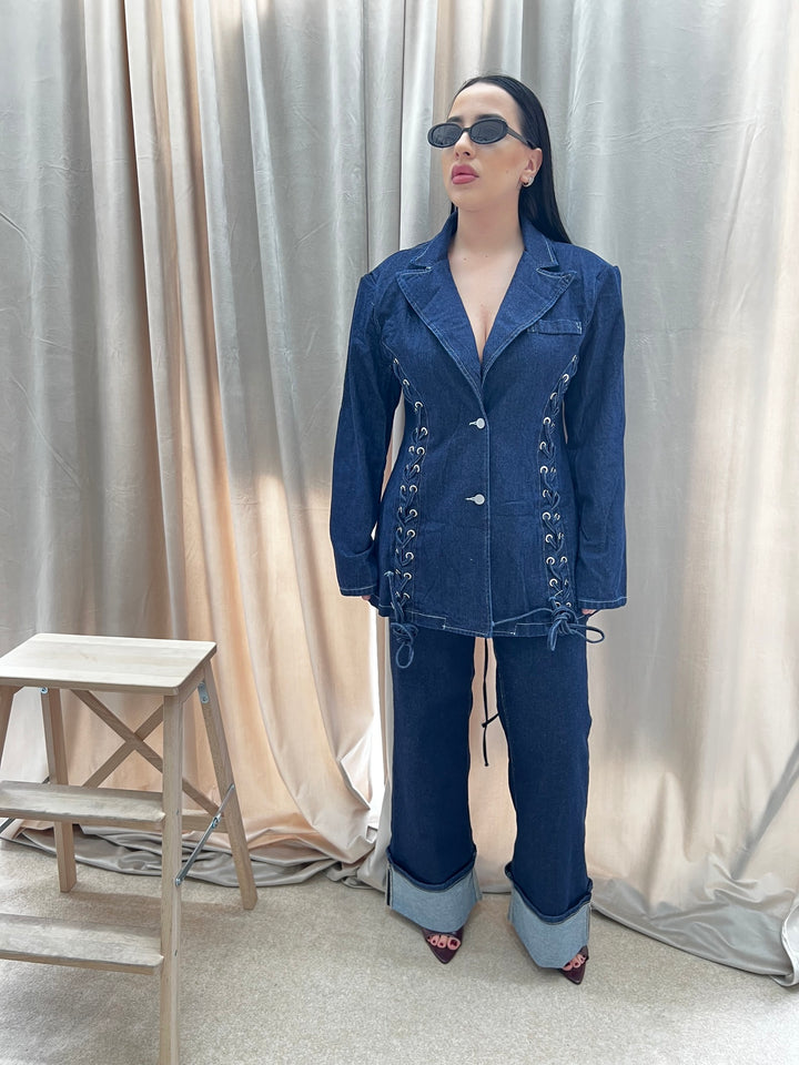 BLAZER DENIM STRINGHE