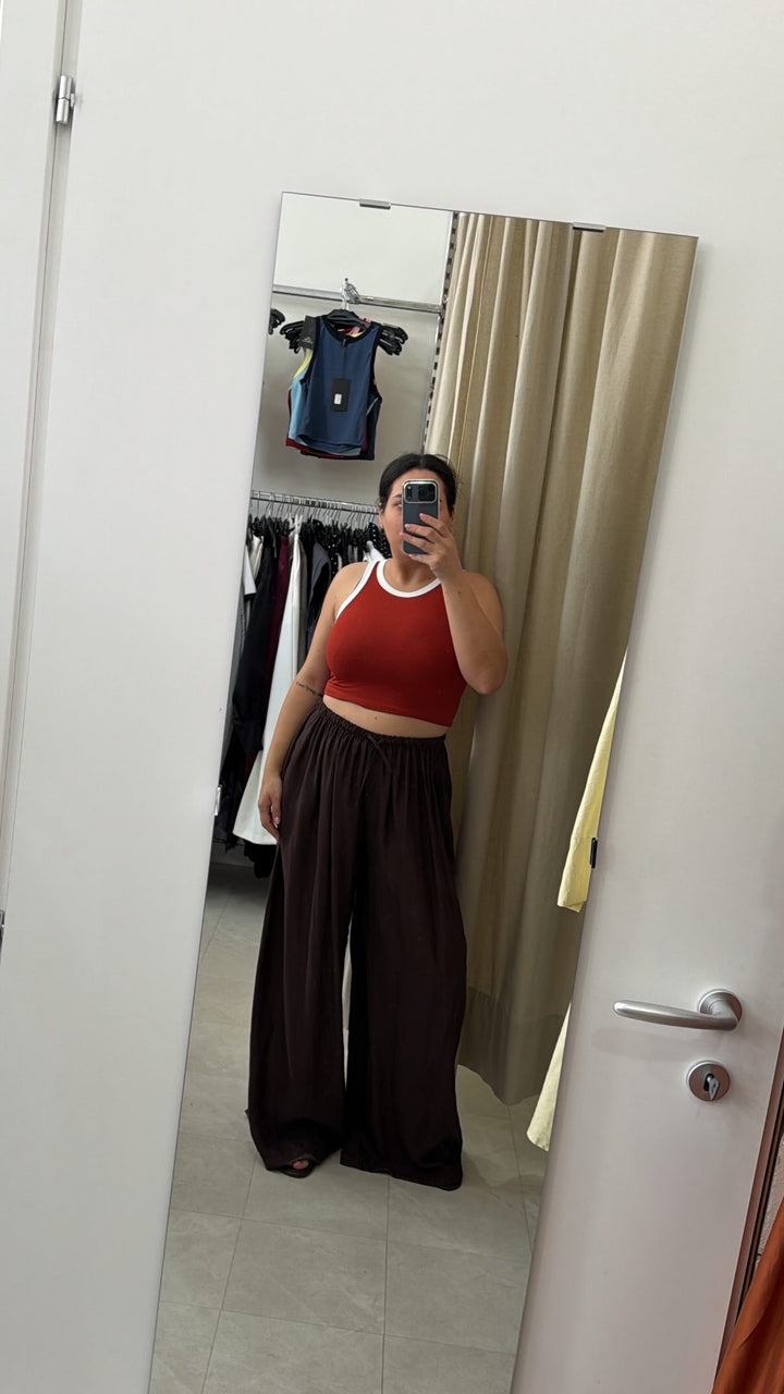 PANTALONI GAMBA LARGA MARRONE