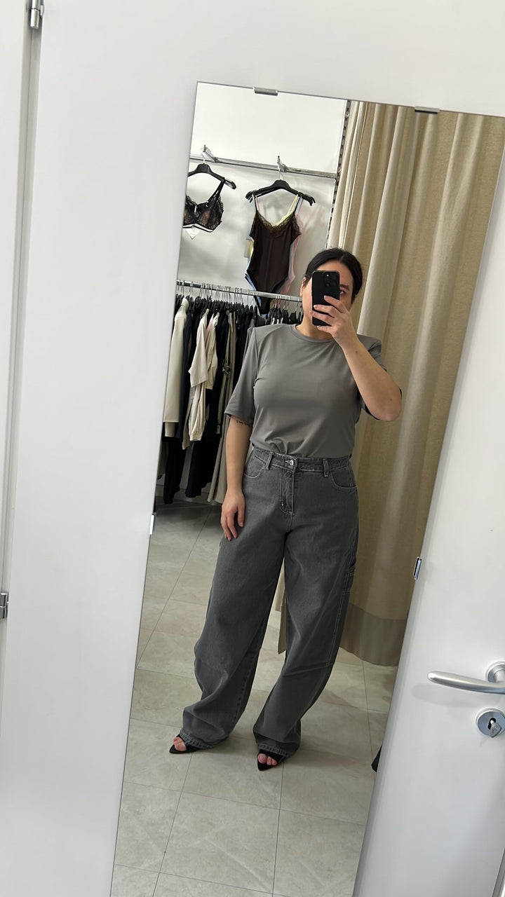 BODY CON SPALLINE GRIGIO