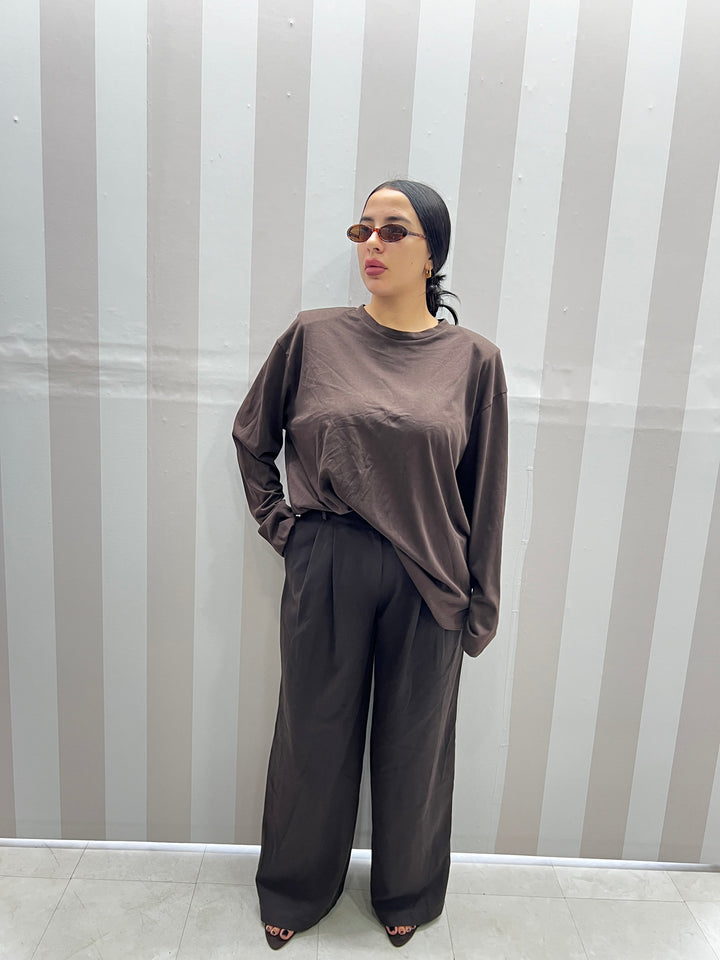 T-SHIRT SPALLINE MARRONE