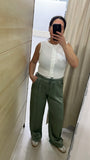 PANTALONI SATIN VERDE
