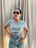 T-SHIRT CROP grigia