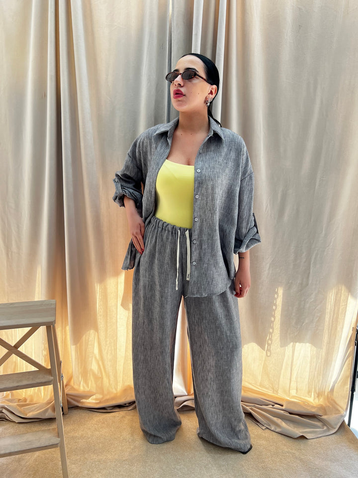 COORDINATO grigio MISTO LINO