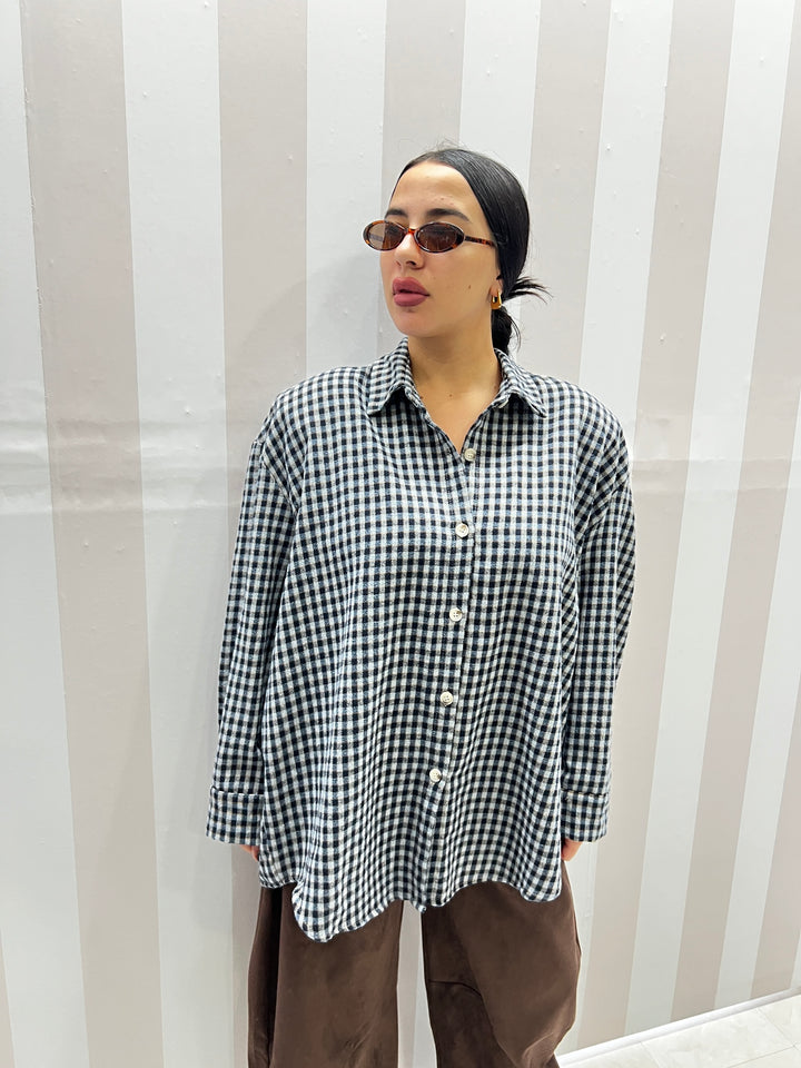 CAMICIA QUADRETTO CON SPALLINE BLU