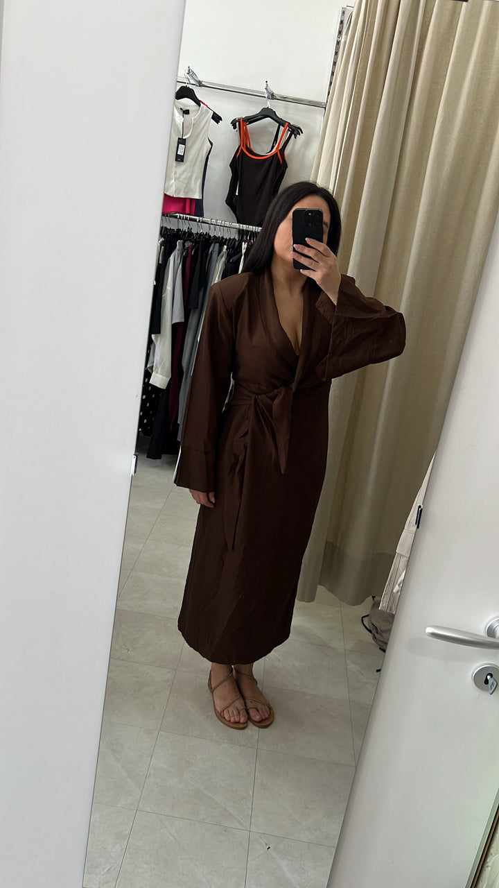 VESTITO MIDI MARRONE