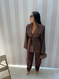 BLAZER CON CINTURA marrone