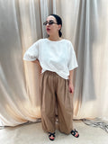 PANTALONI LARGHI IN COTONE Biscotto