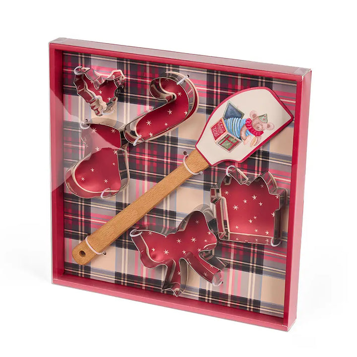 SET 6 SPATOLE IN SILICONE CON MANICO IN LEGNO E STAMPINI IN ACCIAIO