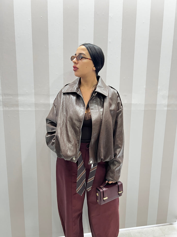 GIUBBOTTO ECOPELLE MARRONE