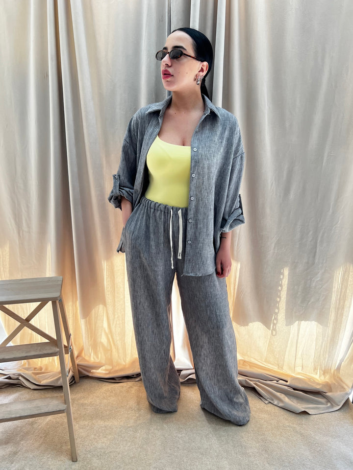 COORDINATO grigio MISTO LINO