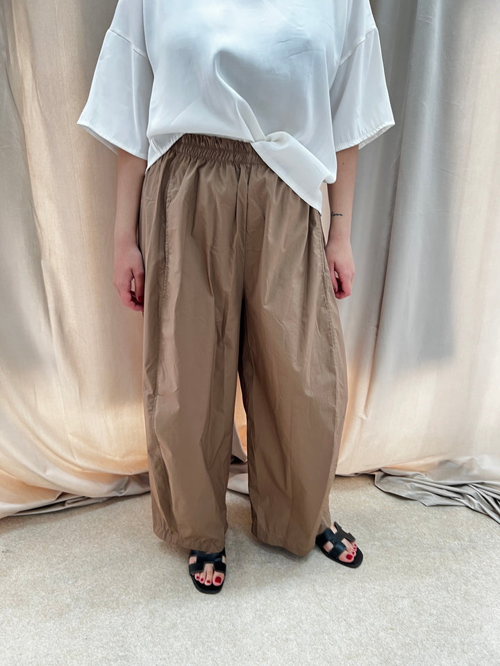 PANTALONI LARGHI IN COTONE Biscotto