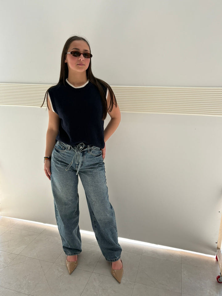MAGLIA IN FILO BLU